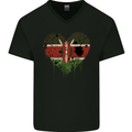 Love Kenya Flag Kenyan Day Football Mens V-Neck Cotton T-Shirt Black