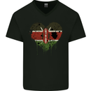 Love Kenya Flag Kenyan Day Football Mens V-Neck Cotton T-Shirt Black