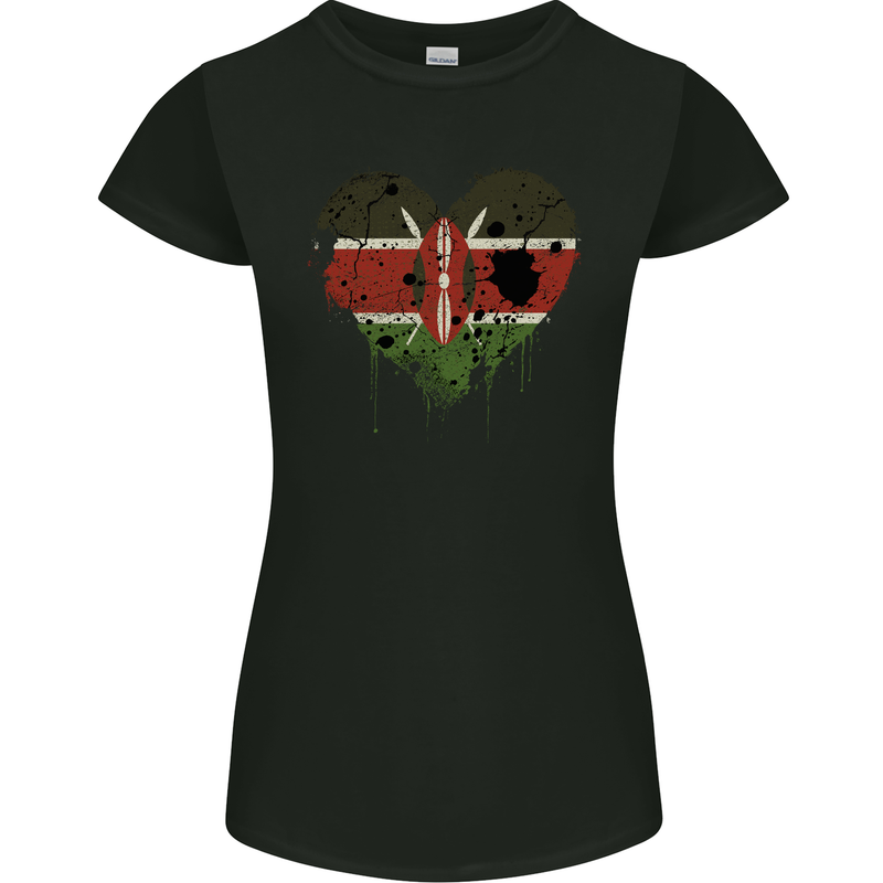 Love Kenya Flag Kenyan Day Football Womens Petite Cut T-Shirt Black