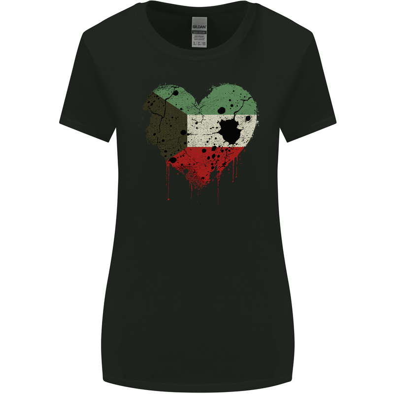 Love Kuwait Flag Kuwaiti Day Football Womens Wider Cut T-Shirt Black