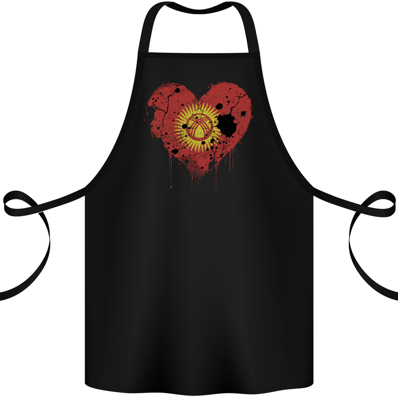 Love Kyrgyzstan Flag Kyrgyz Day Football Cotton Apron 100% Organic Black