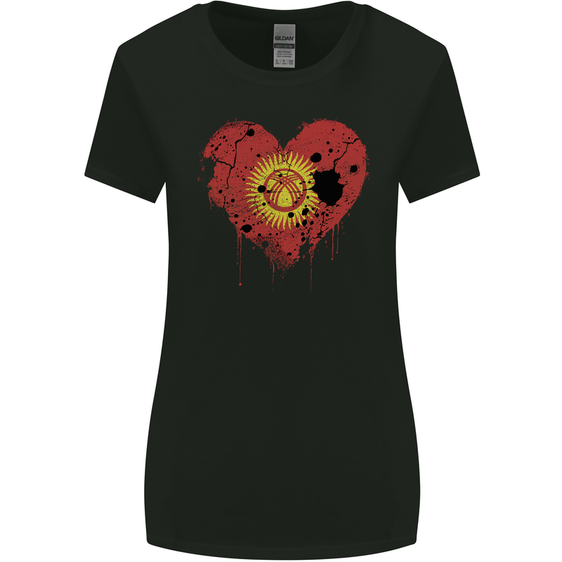 Love Kyrgyzstan Flag Kyrgyz Day Football Womens Wider Cut T-Shirt Black