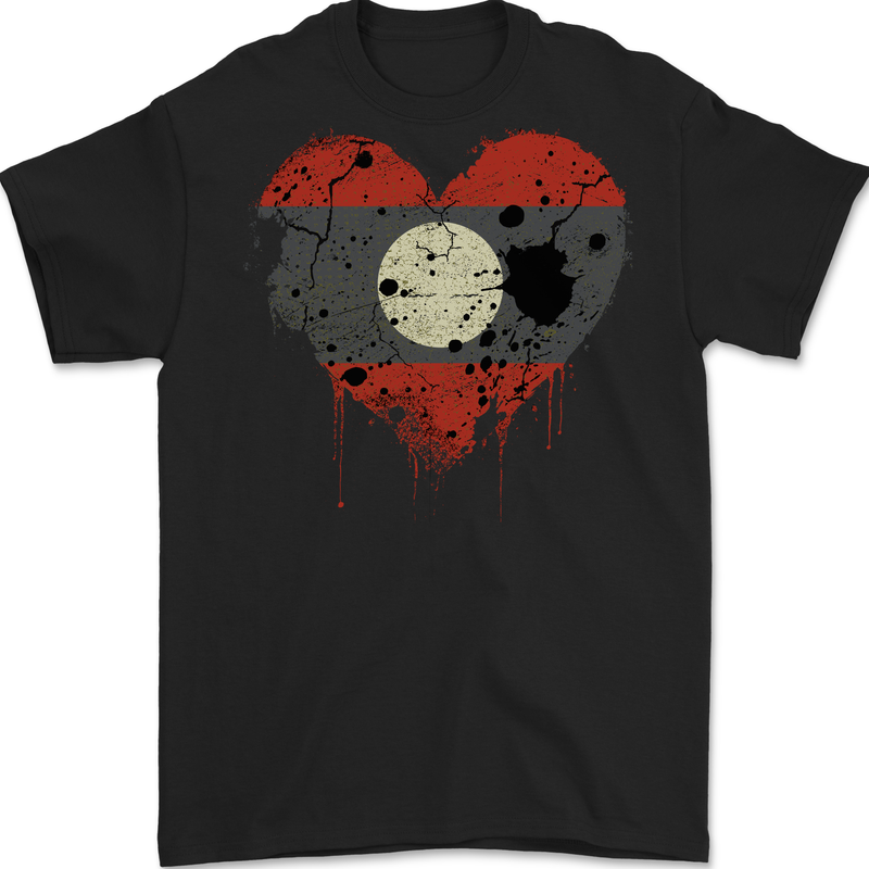 Love Laos Flag Laotian Day Football Mens Gildan Cotton T-Shirt Black