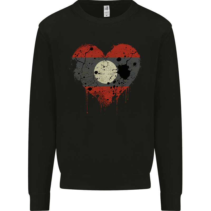 Love Laos Flag Laotian Day Football Mens Sweatshirt Jumper Black