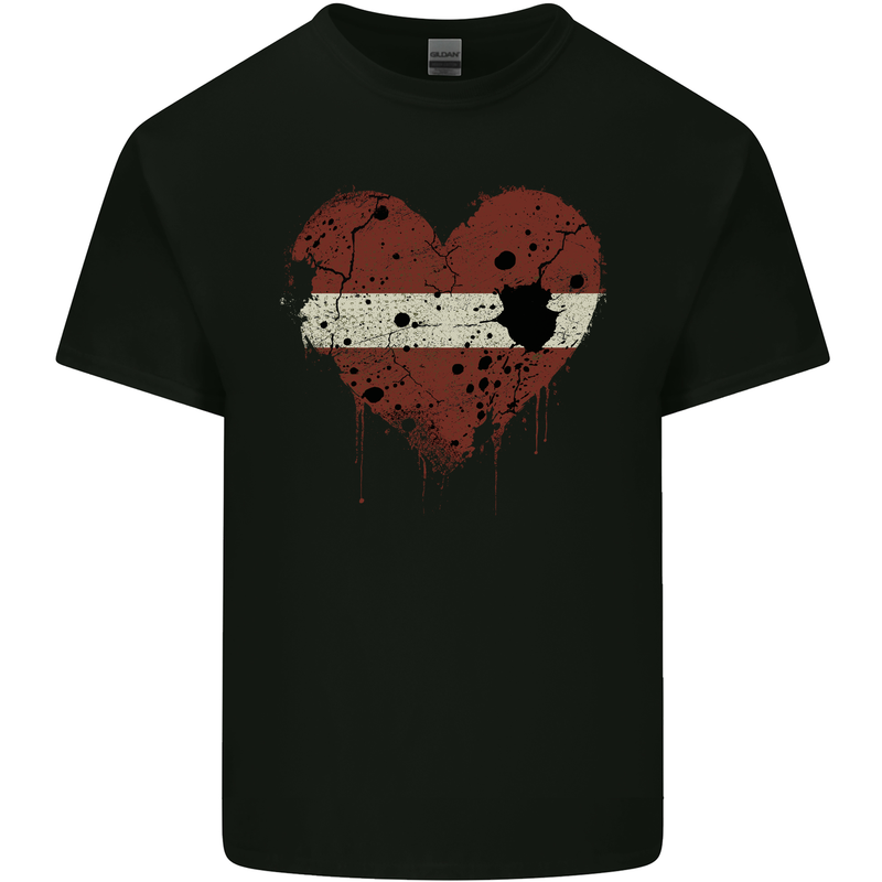 Love Latvia Flag Latvian Day Football Kids T-Shirt Childrens Black