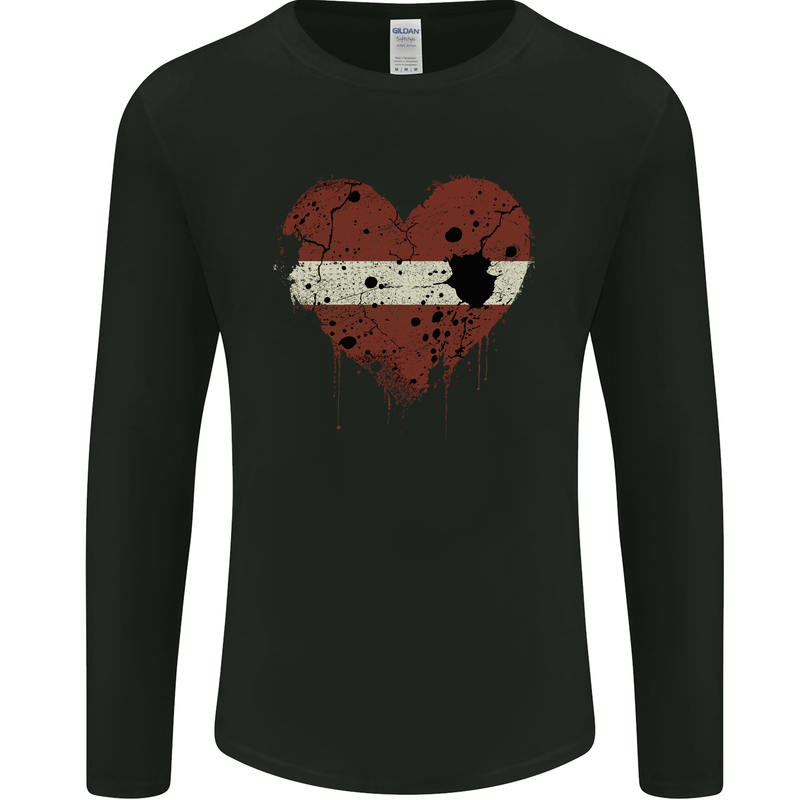 Love Latvia Flag Latvian Day Football Mens Long Sleeve T-Shirt Black