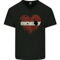 Love Latvia Flag Latvian Day Football Mens V-Neck Cotton T-Shirt Black