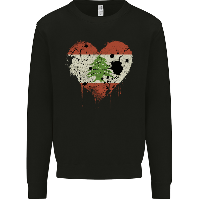 Love Lebanon Flag Lebanese Day Football Mens Sweatshirt Jumper Black