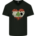 Love Lebanon Flag Lebanese Day Football Mens V-Neck Cotton T-Shirt Black