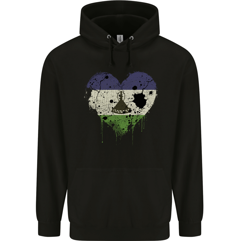 Love Lesotho Flag Basotho Day Football Childrens Kids Hoodie Black