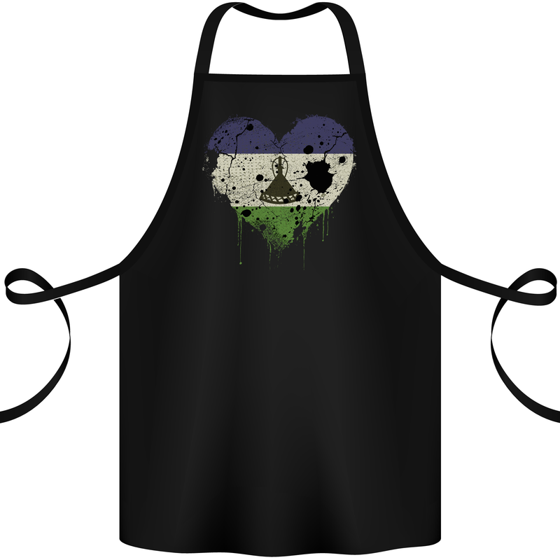 Love Lesotho Flag Basotho Day Football Cotton Apron 100% Organic Black