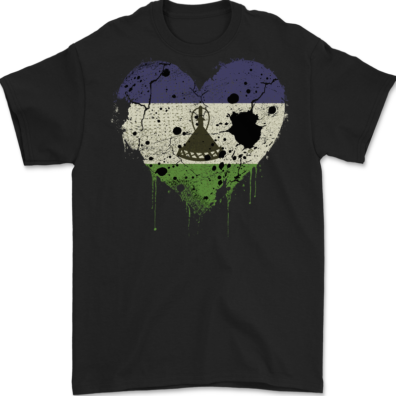 Love Lesotho Flag Basotho Day Football Mens Gildan Cotton T-Shirt Black