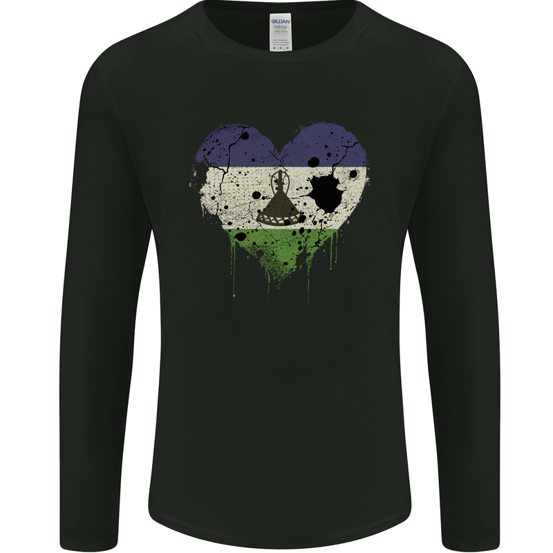 Love Lesotho Flag Basotho Day Football Mens Long Sleeve T-Shirt Black