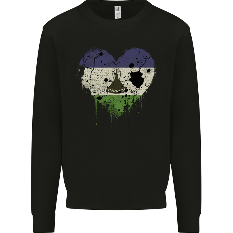 Love Lesotho Flag Basotho Day Football Mens Sweatshirt Jumper Black