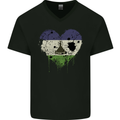 Love Lesotho Flag Basotho Day Football Mens V-Neck Cotton T-Shirt Black