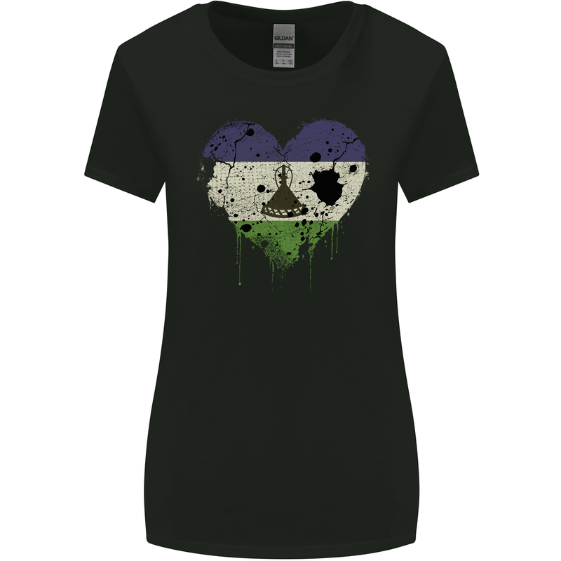 Love Lesotho Flag Basotho Day Football Womens Wider Cut T-Shirt Black