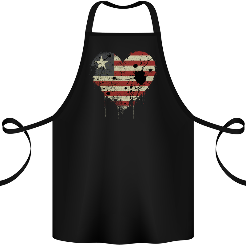 Love Liberia Flag Liberian Day Football Cotton Apron 100% Organic Black