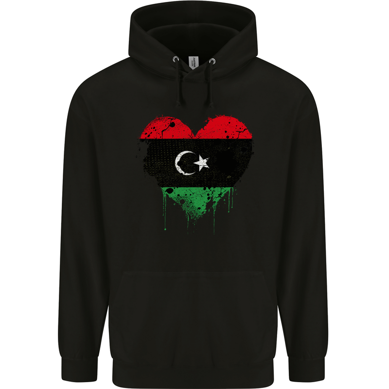 Love Libya Flag Libyan Day Football Mens 80% Cotton Hoodie Black