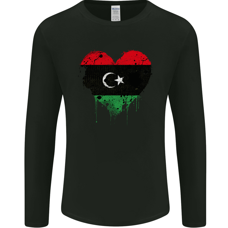Love Libya Flag Libyan Day Football Mens Long Sleeve T-Shirt Black