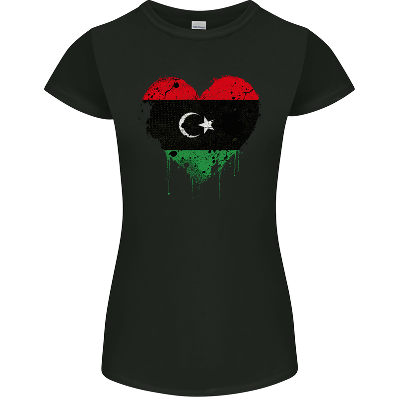 Love Libya Flag Libyan Day Football Womens Petite Cut T-Shirt Black