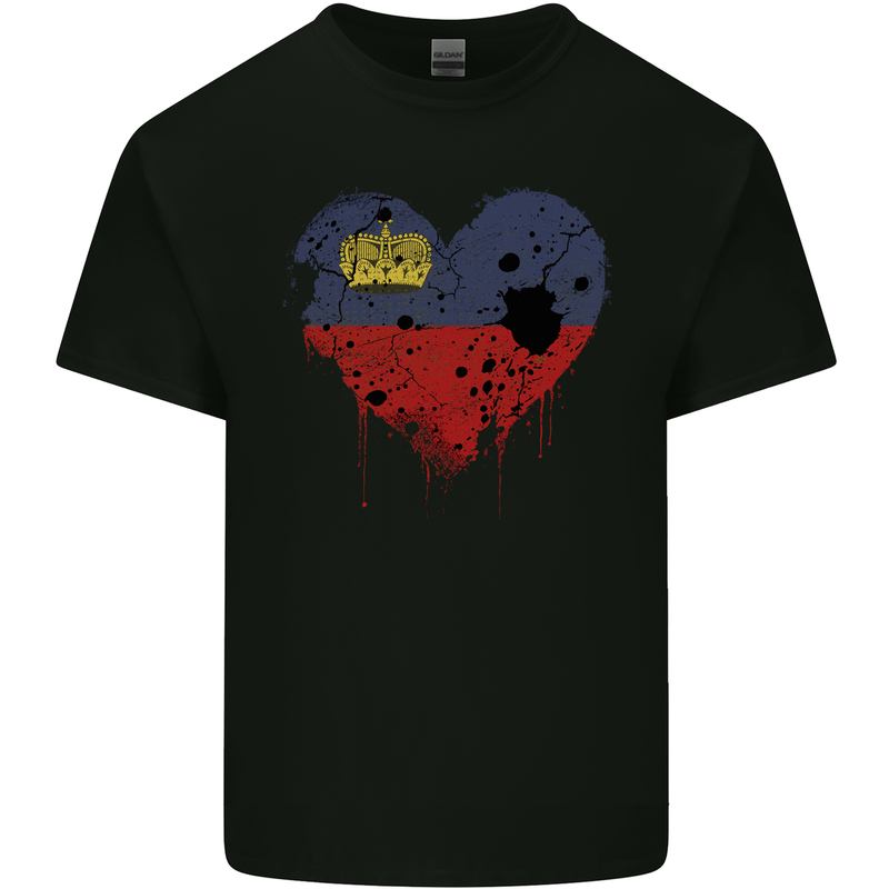 Love Liechtenstein Flag Liechtensteiner Day Football Mens Cotton T-Shirt Tee Top Black