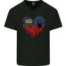 Love Liechtenstein Flag Liechtensteiner Day Football Mens V-Neck Cotton T-Shirt Black