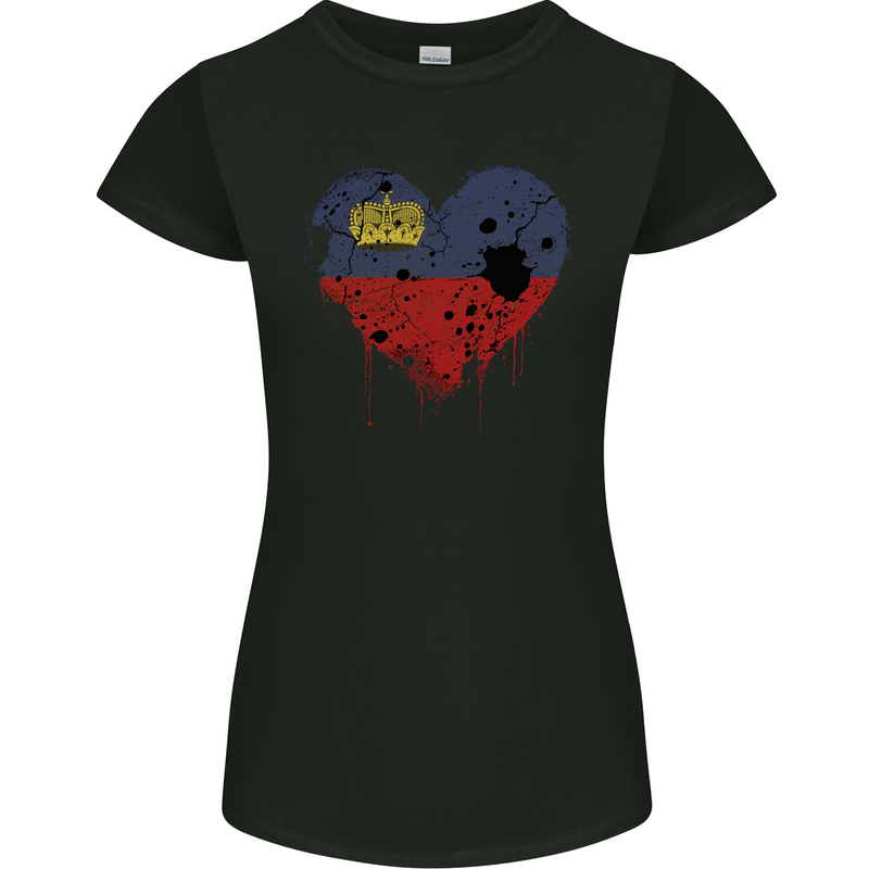 Love Liechtenstein Flag Liechtensteiner Day Football Womens Petite Cut T-Shirt Black