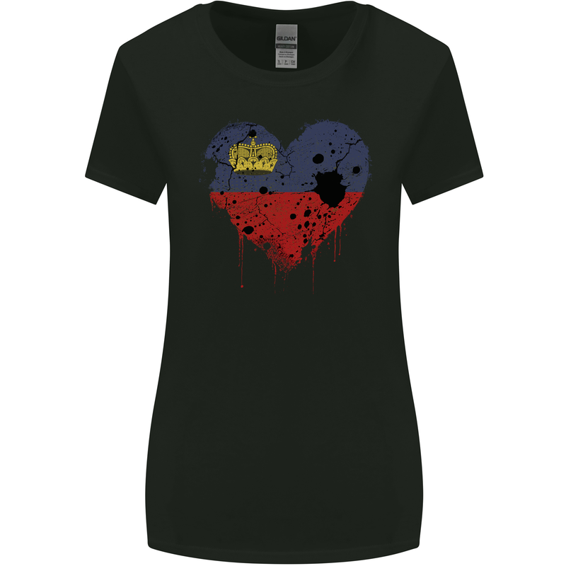 Love Liechtenstein Flag Liechtensteiner Day Football Womens Wider Cut T-Shirt Black