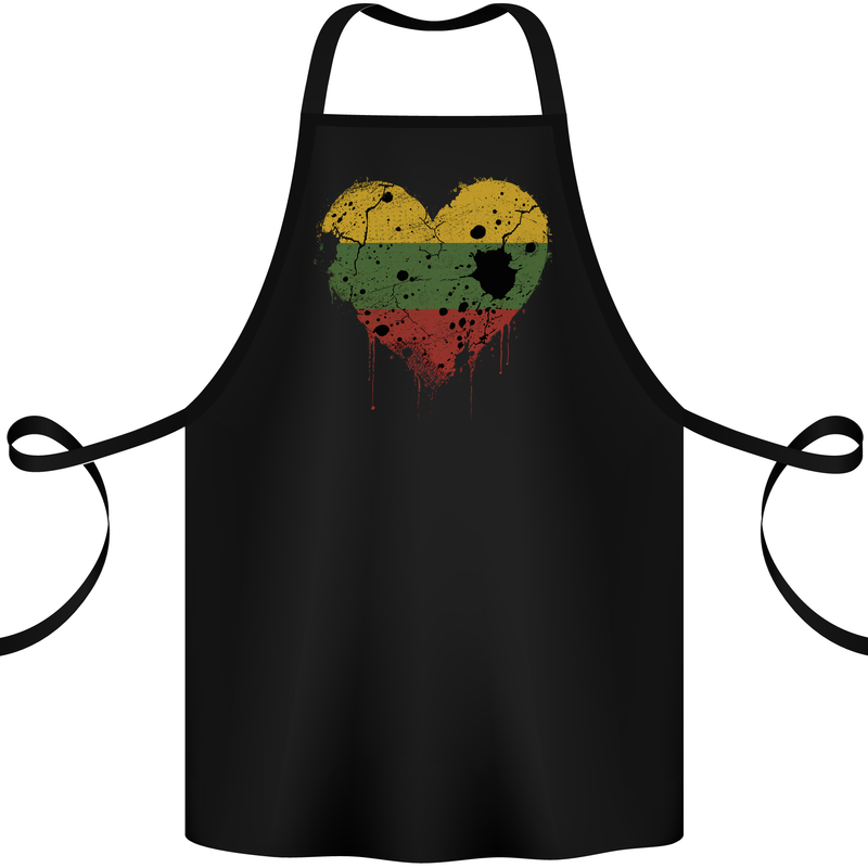 Love Lithuania Flag Lithuania Day Football Cotton Apron 100% Organic Black
