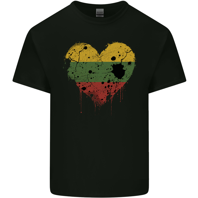 Love Lithuania Flag Lithuania Day Football Mens Cotton T-Shirt Tee Top Black