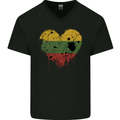 Love Lithuania Flag Lithuania Day Football Mens V-Neck Cotton T-Shirt Black