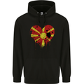 Love Macedonia Flag Macedonian Day Football Childrens Kids Hoodie Black