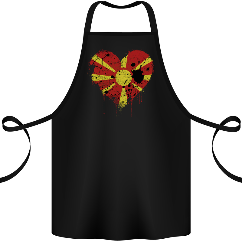Love Macedonia Flag Macedonian Day Football Cotton Apron 100% Organic Black