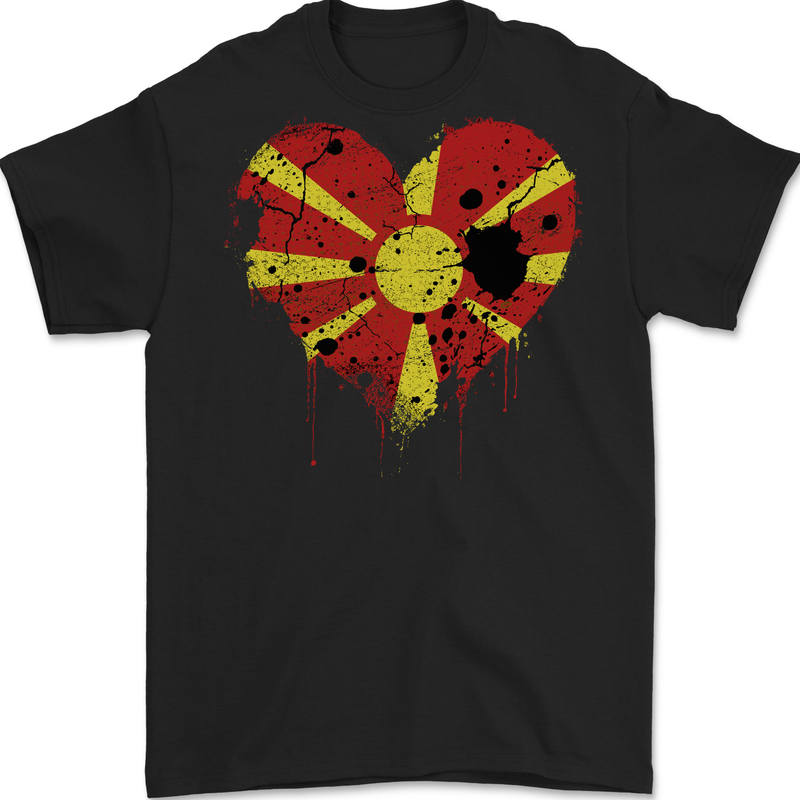 Love Macedonia Flag Macedonian Day Football Mens Gildan Cotton T-Shirt Black