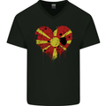 Love Macedonia Flag Macedonian Day Football Mens V-Neck Cotton T-Shirt Black