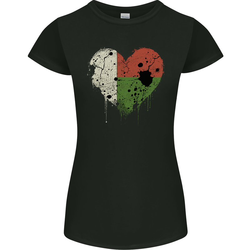 Love Madagascar Flag Madagascan Day Football Womens Petite Cut T-Shirt Black