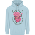 Love Makes Everything Grow Valentines Day Childrens Kids Hoodie Light Blue