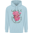 Love Makes Everything Grow Valentines Day Childrens Kids Hoodie Light Blue
