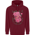 Love Makes Everything Grow Valentines Day Childrens Kids Hoodie Maroon