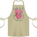 Love Makes Everything Grow Valentines Day Cotton Apron 100% Organic Khaki