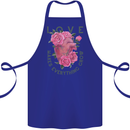 Love Makes Everything Grow Valentines Day Cotton Apron 100% Organic Royal Blue
