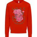 Love Makes Everything Grow Valentines Day Kids Sweatshirt Jumper Bright Red