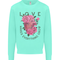 Love Makes Everything Grow Valentines Day Kids Sweatshirt Jumper Peppermint