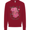 Love Makes Everything Grow Valentines Day Kids Sweatshirt Jumper Red