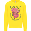 Love Makes Everything Grow Valentines Day Kids Sweatshirt Jumper Yellow