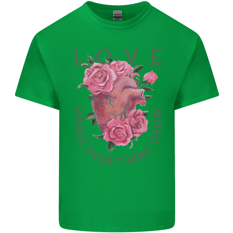 Love Makes Everything Grow Valentines Day Kids T-Shirt Childrens Irish Green