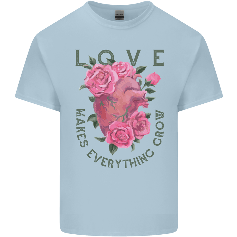 Love Makes Everything Grow Valentines Day Kids T-Shirt Childrens Light Blue