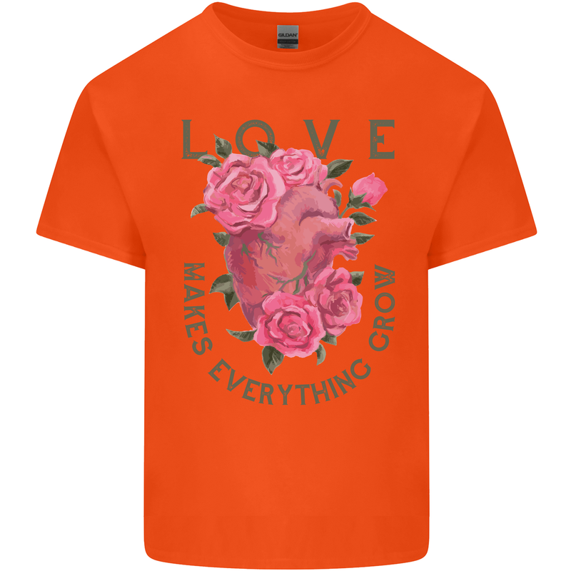 Love Makes Everything Grow Valentines Day Kids T-Shirt Childrens Orange