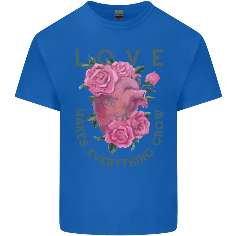 Love Makes Everything Grow Valentines Day Kids T-Shirt Childrens Royal Blue