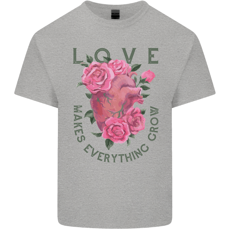 Love Makes Everything Grow Valentines Day Kids T-Shirt Childrens Sports Grey